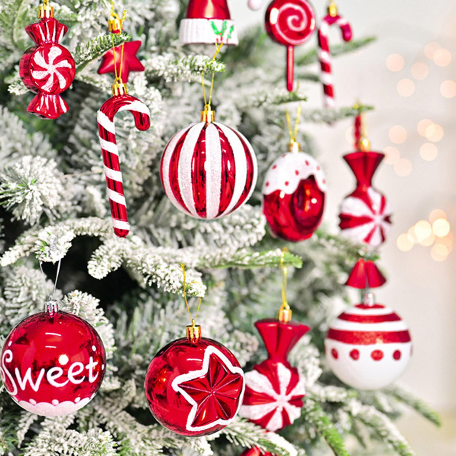 Bolas De Navidad Suministros De Colgantes Irrompibles Rojo Y Blanco