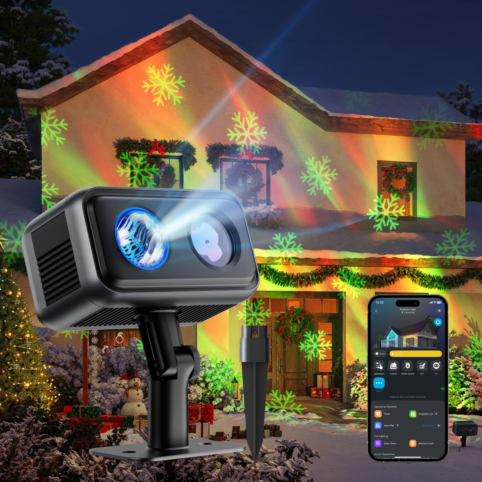 Govee Outdoor-Projektorlicht RGBW Dreifarben-Laserlicht IP65 Wasserdicht Smart Alexa Matter Google Assistant