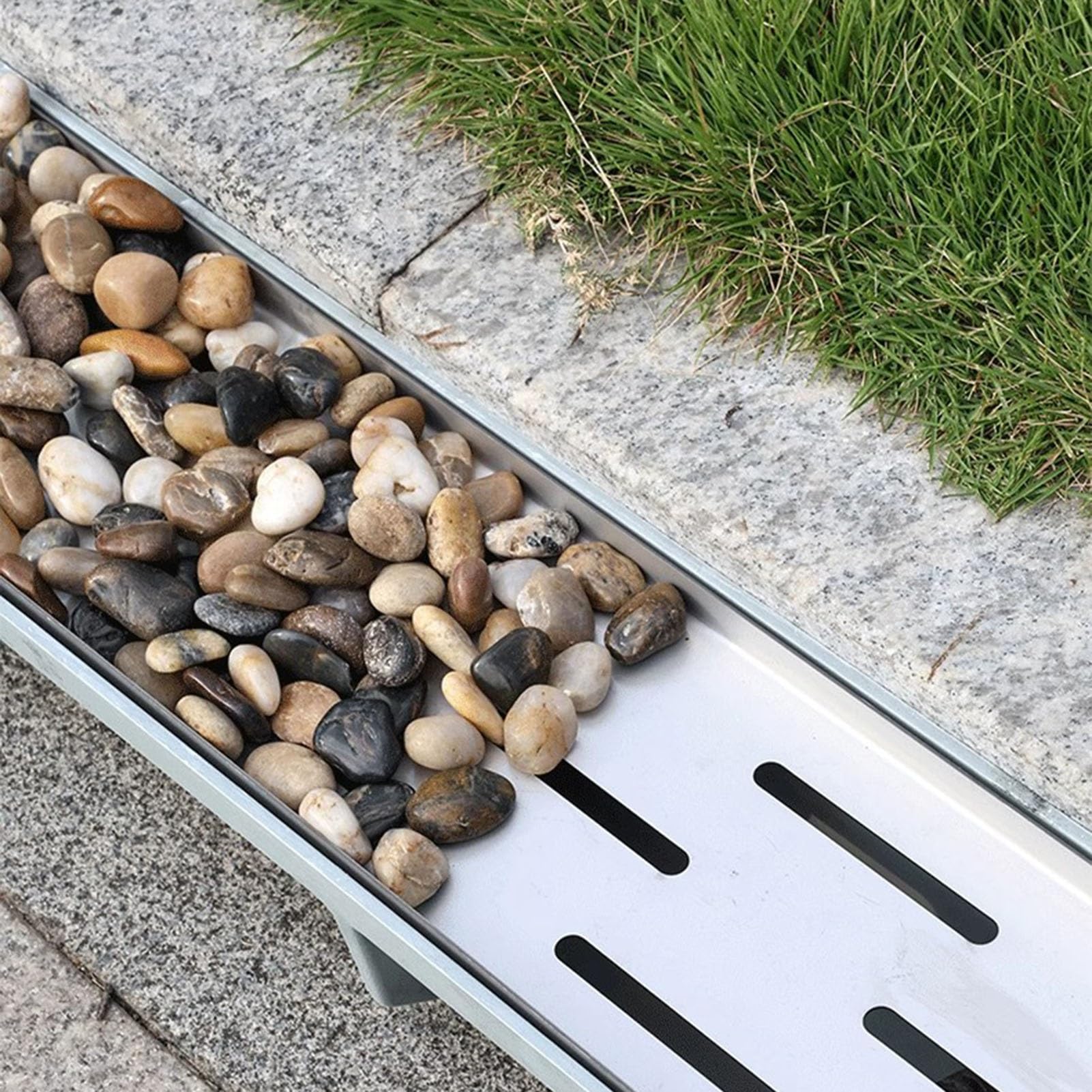 Canal de Drenaje de 100 cm con Rejilla extraíble de Acero Inoxidable, Ideal para Patios de hormigón y Uso Comercial. Sumidero Impermeable para Agua de Lluvia de 100 x 10
