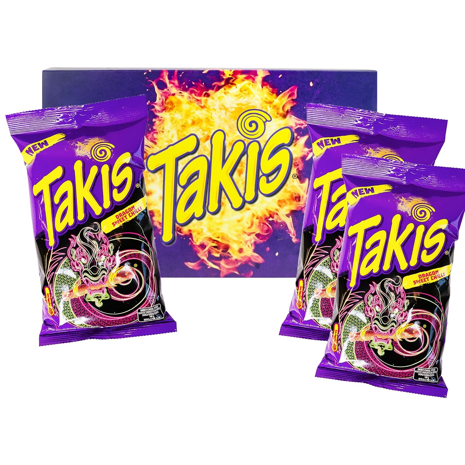 3 Pack Takis - 3 x 100g - Multipack Box Tortilla Chips - Crispy Corn Tortilla. Perfect for gifting sharing or simply enjoying. Dragon Sweet Chilly