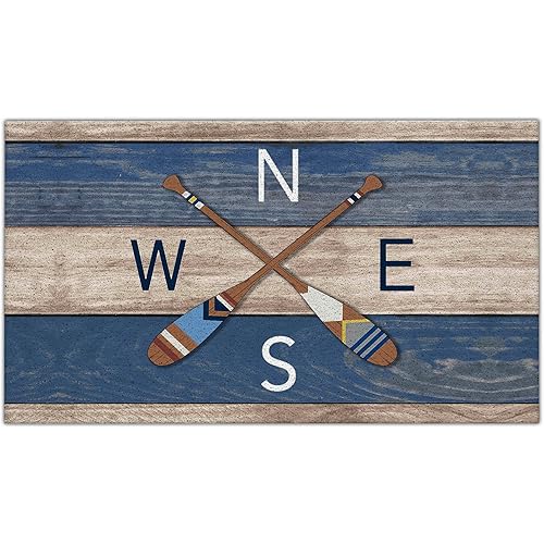 Nogrit Vintage Colorful Paddle Canoe Oar Compass Waterproof Door Mat Outdoor Entrance 17x30 Inch Non-Slip Doormat for Lake House Front Door Porch Outdoor Indoor Decorations,Lake Lover Gifts