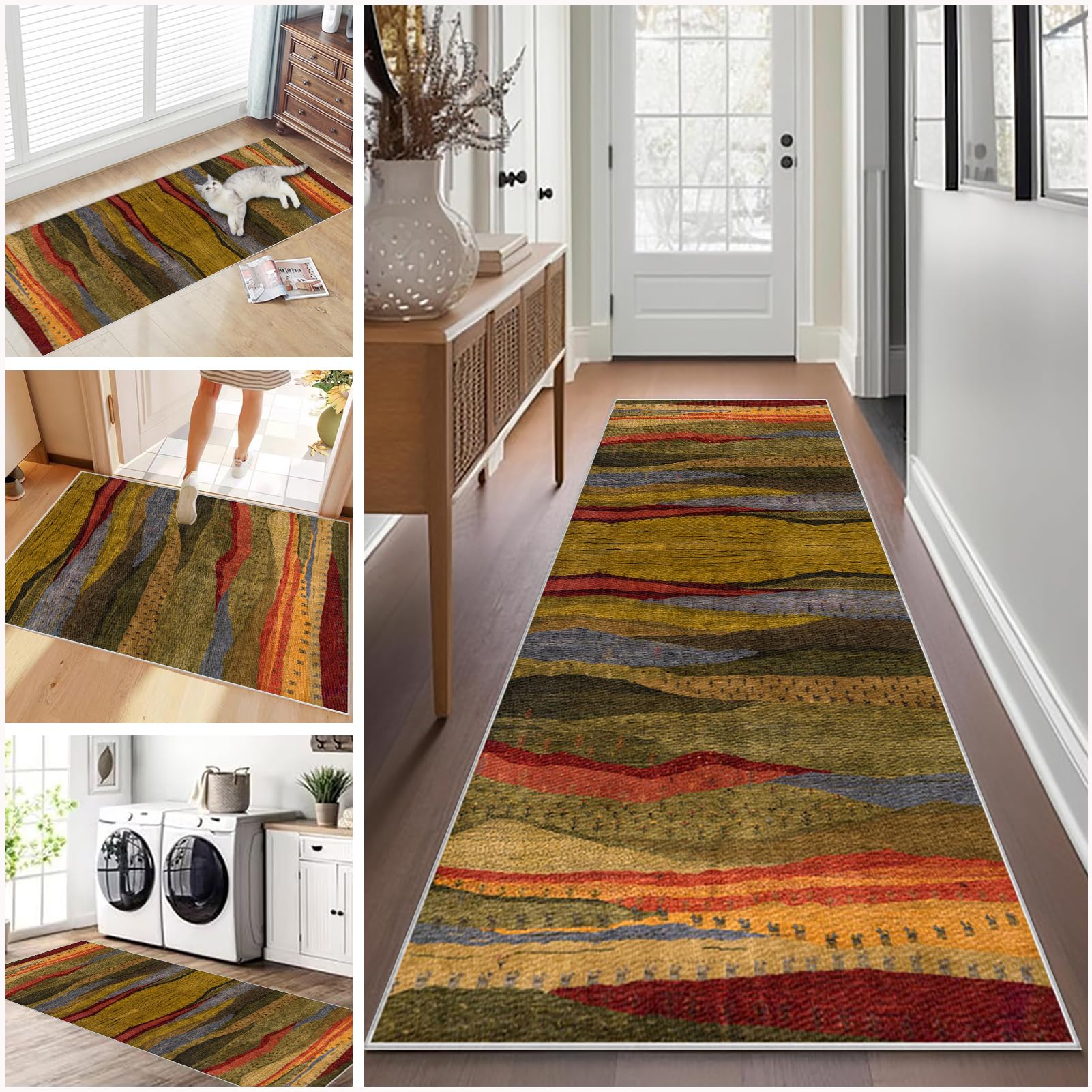 Long Hallway Runner Rug Non Slip 120 x 350 cm Washable Carpet Runners for Kitchen Runner Rugs for Hallway Entryway Indoor Door Mat Carpet Floor Mat Hall Runner Narrow Rug Runner for Hallway, Kitchen