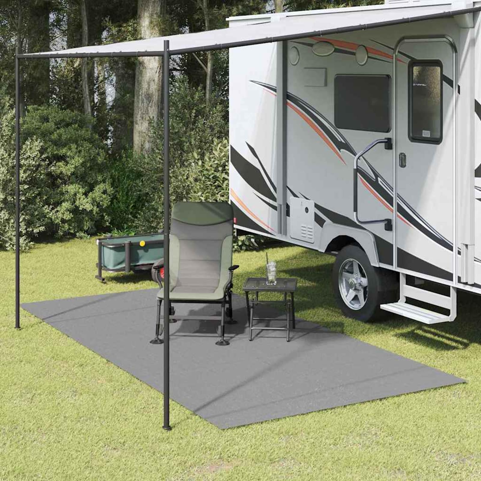 Gecheer Zeltteppich Anthrazit 3,5x5 m, Vorzeltteppich Camping Teppich Outdoor für Patio Balkon42002777