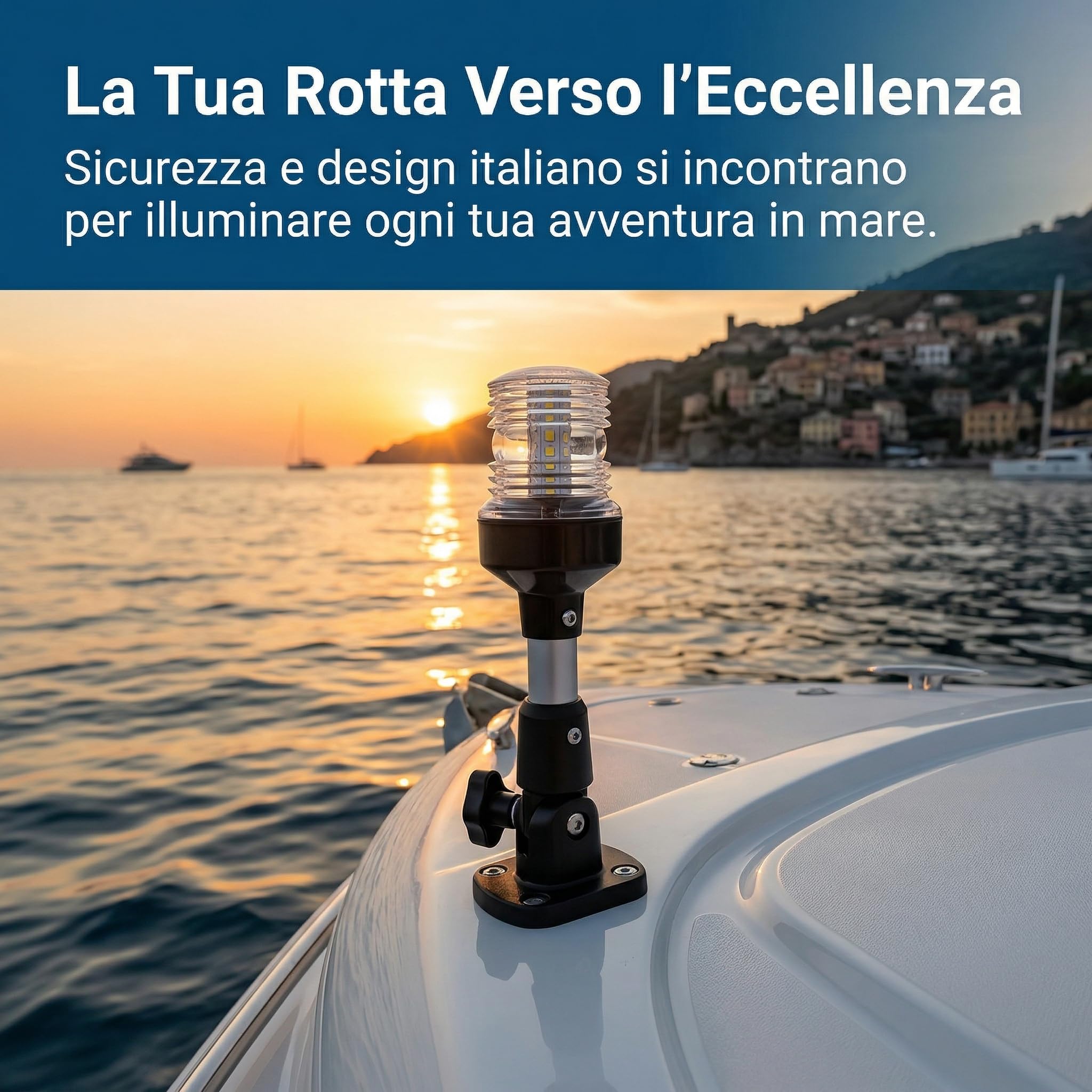 harayaa Luce di Navigazione Marina a LED, Pieghevole a 360 Gradi, 12-24 V, Luci di Via barca Portatile, ad Alte Prestazioni con Attao Diretto Sostituibile, Luce per Barca, 9 Inch