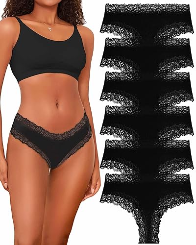 BeReady Cotton Underwear Women Lace Women's Knickers Brazilian Ladies Briefs Sexy Hipster Panties Soft Pants Multipack Pack of 6 - XL - B-6pack