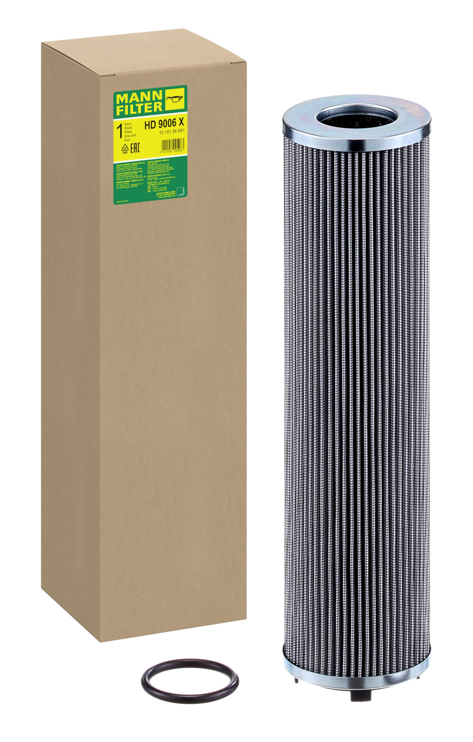 MANN-FILTER, HD 9006 x Hidráulico | Para Off-Highway, Pureza fluido hidráulico, Filtración máxima, Protección sistema hidráulico, Calidad original OE