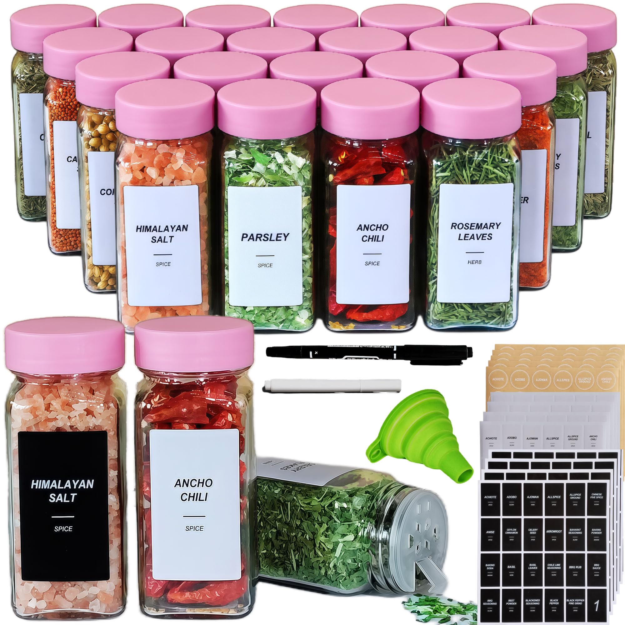 JARXSUN 24-Piece Glass Spice Jars
