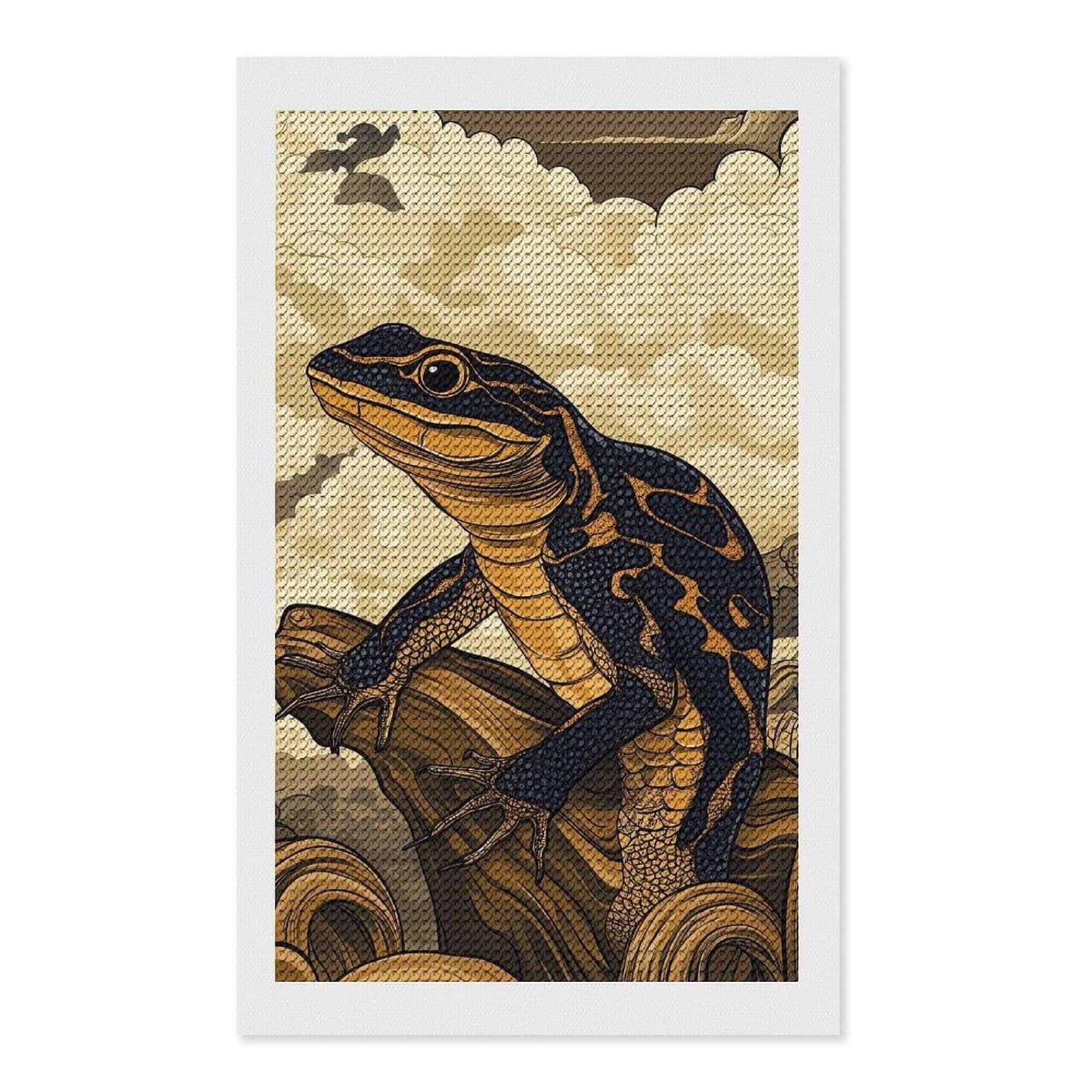 Junmoney Lizard in Clouds Crystal Diamond Art Kit 12"x20", Modern Decor, Boho Decor, Wall Art Gift, Decorative Artwork, Creative Hobby