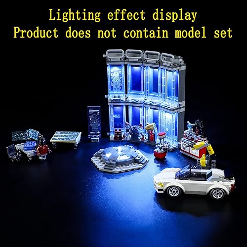 Miniatura 6 de Kit de luces LED compatible con Lego Iron Man Armory - Juego de iluminación para modelo de construcción 76216 (juego de modelos no incluidos)