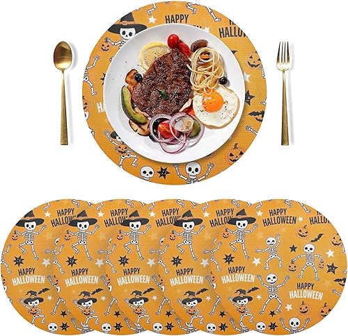 Miniatura 3 de Cute Dancing Skeletons Table Placemats, Non Slip Winter Placemats Washable for Kitchen Table one sizex4