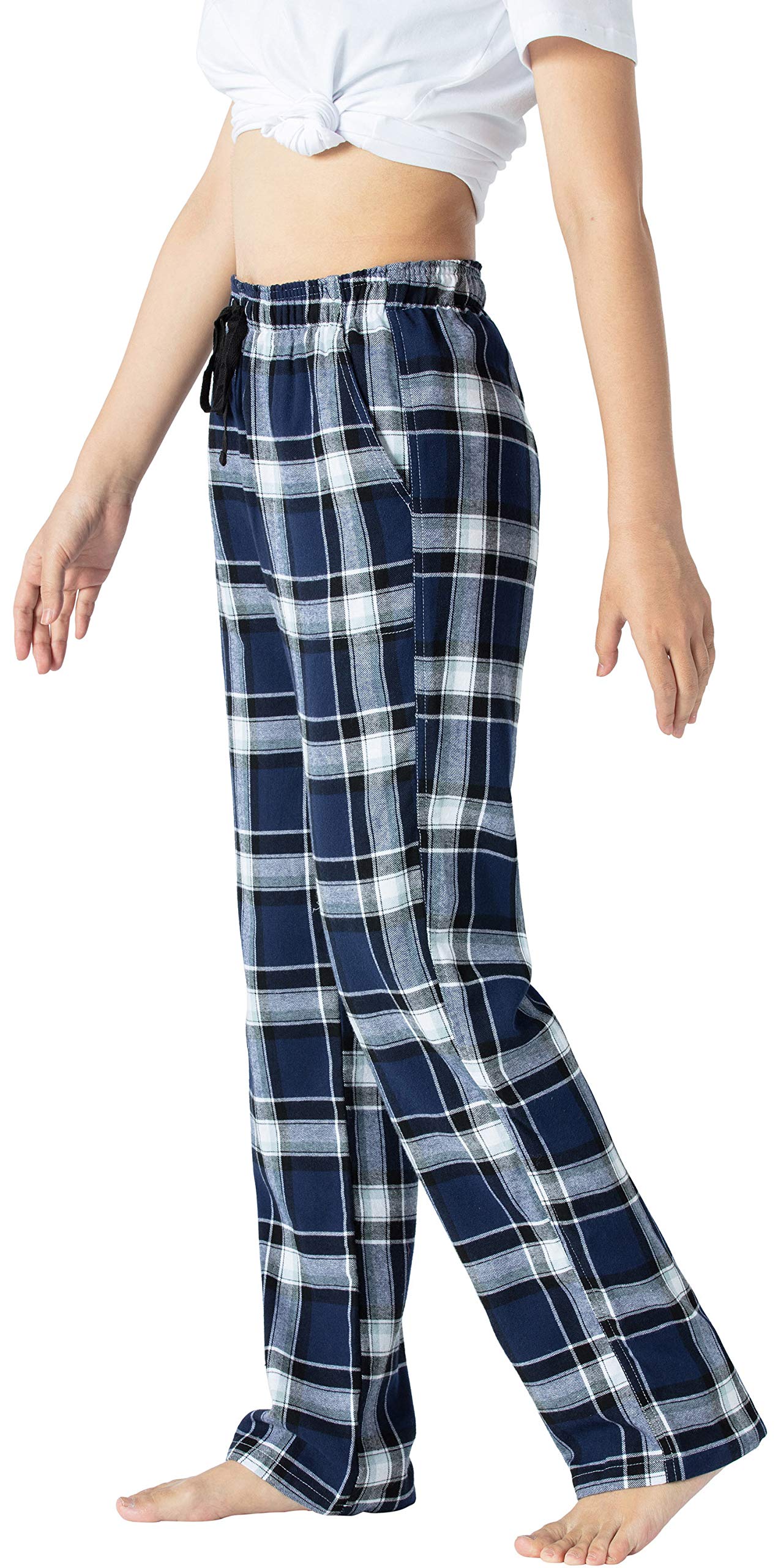 MoFiz Pyjama Femme Coton Ensemble de Pyjama Carreaux Vêtements de Nuit Boutonné à Manches Longues Pantalon avec Poches