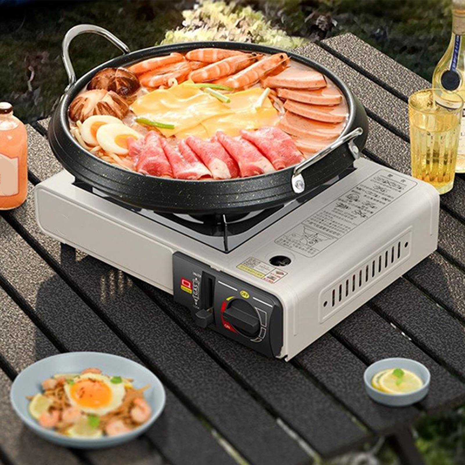 Estufa Portátil Para Camping - Estufa Compacta Para Exteriores | Cocina Resistente, Control Multinivel De Llama, Encendido Automático Para Senderismo, Escalada Y Picnic