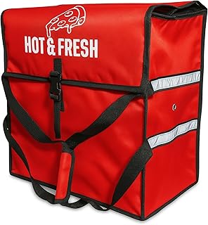 Pizza Bags for Delivery – Extra Large (20" X 20") Insulated Pizza Delivery Bag | Waterproof Pizza Warmer Carrier for Doordash, Uber Eats | Front Load, Heavy Duty (Red, 20"X20"X12")