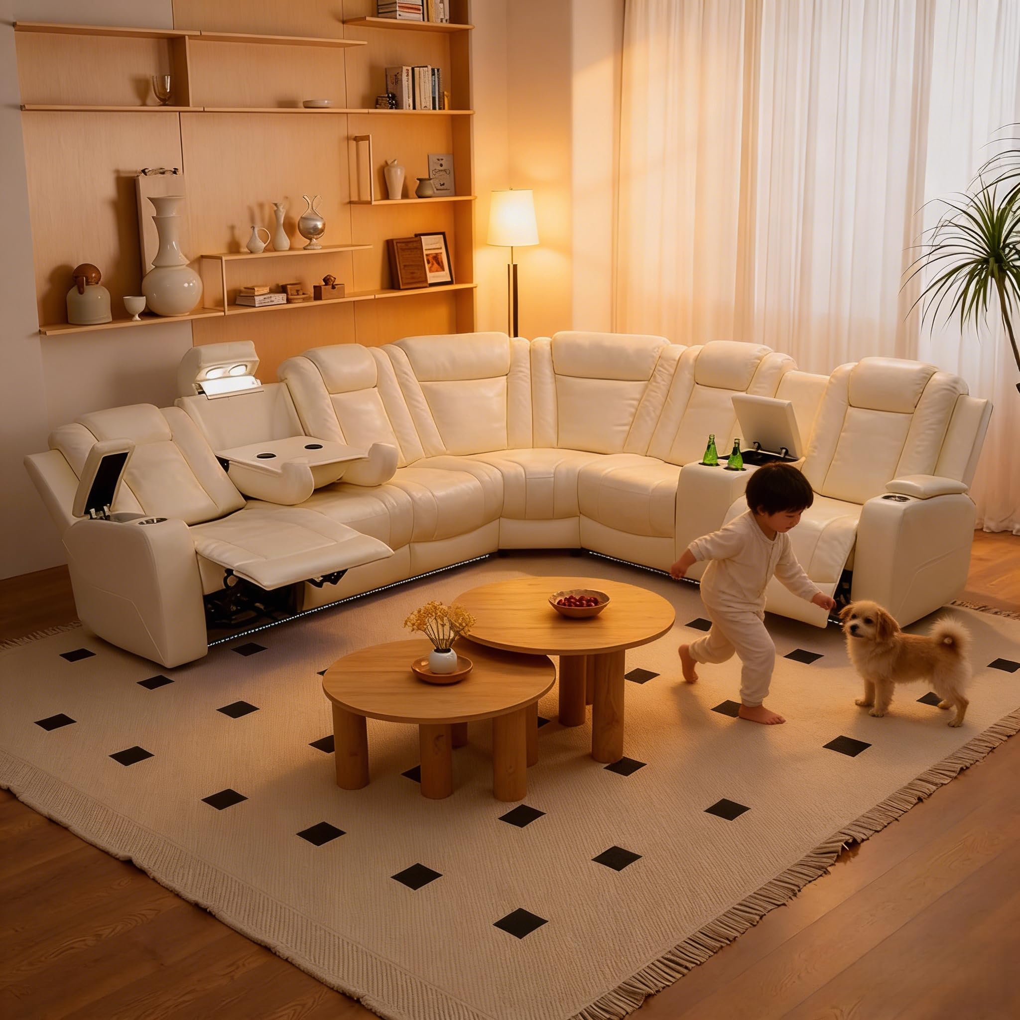 Amazon.com: Power Breathing Leather Reclining Sofa Set,Power