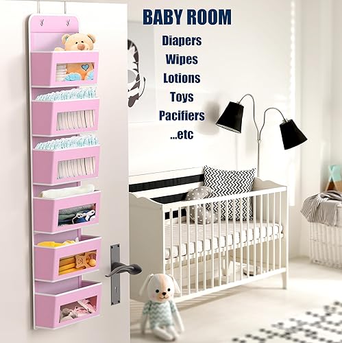 Miniatura 9 de Simple Houseware Organizador de 6 bolsillos transparentes para ventana sobre puertapared color beige