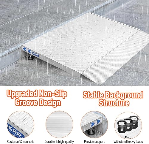 Miniatura 9 de Rampa de umbral de aluminio para sillas de ruedas, rampas de puerta de elevación de 2 a 4.5 pulgadas para puertas, rampa portátil de 24 pulgadas de