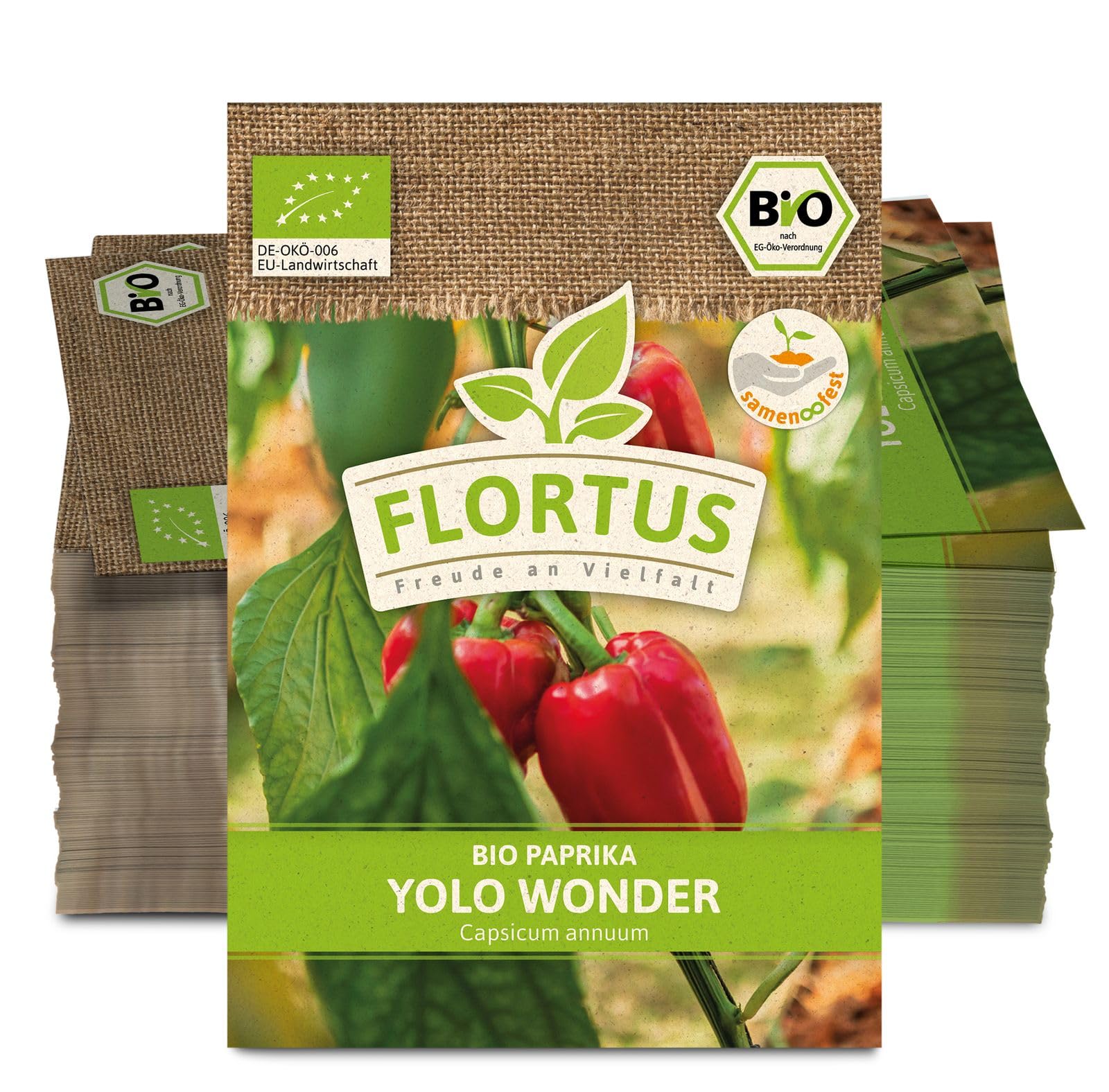 FLORTUS 2000-0513-100x Paprika Yolo Wonder (100 Stück) (BIO Paprikasamen)