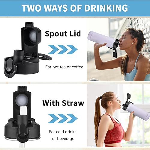 Miniatura 5 de Botella de agua aislada con tapa, botella de agua de acero inoxidable de 24 onzas para niños, niñas, botella de agua térmica de doble pared al vacío