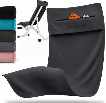 Twinzen Microfibre Gym Towel   Zip Pocket & Quick Drying   Men's & Women's Gym Towel