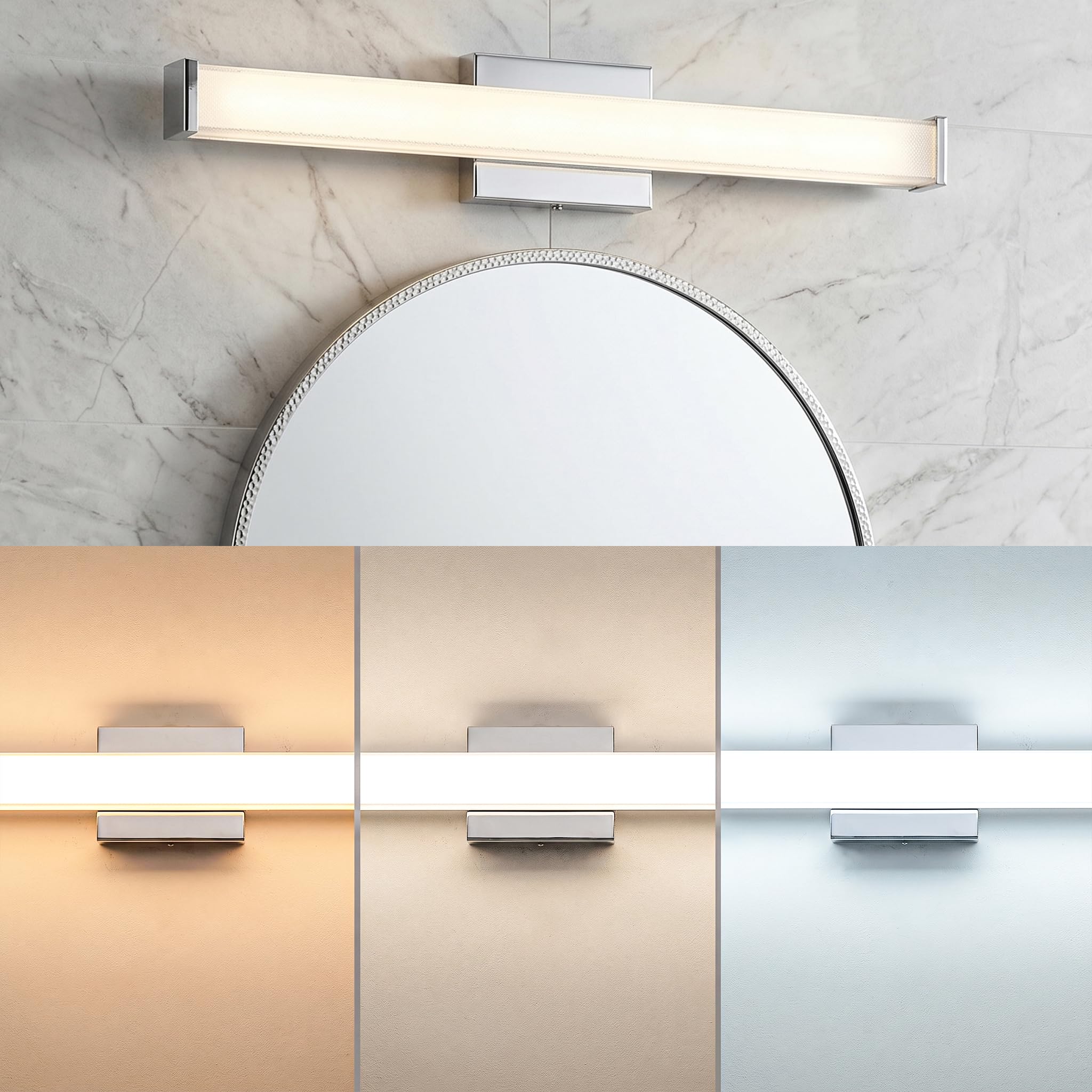 Photo 1 of URSOLA 24" LED Vanity Light, Chrome, 3CCT Dimmable
