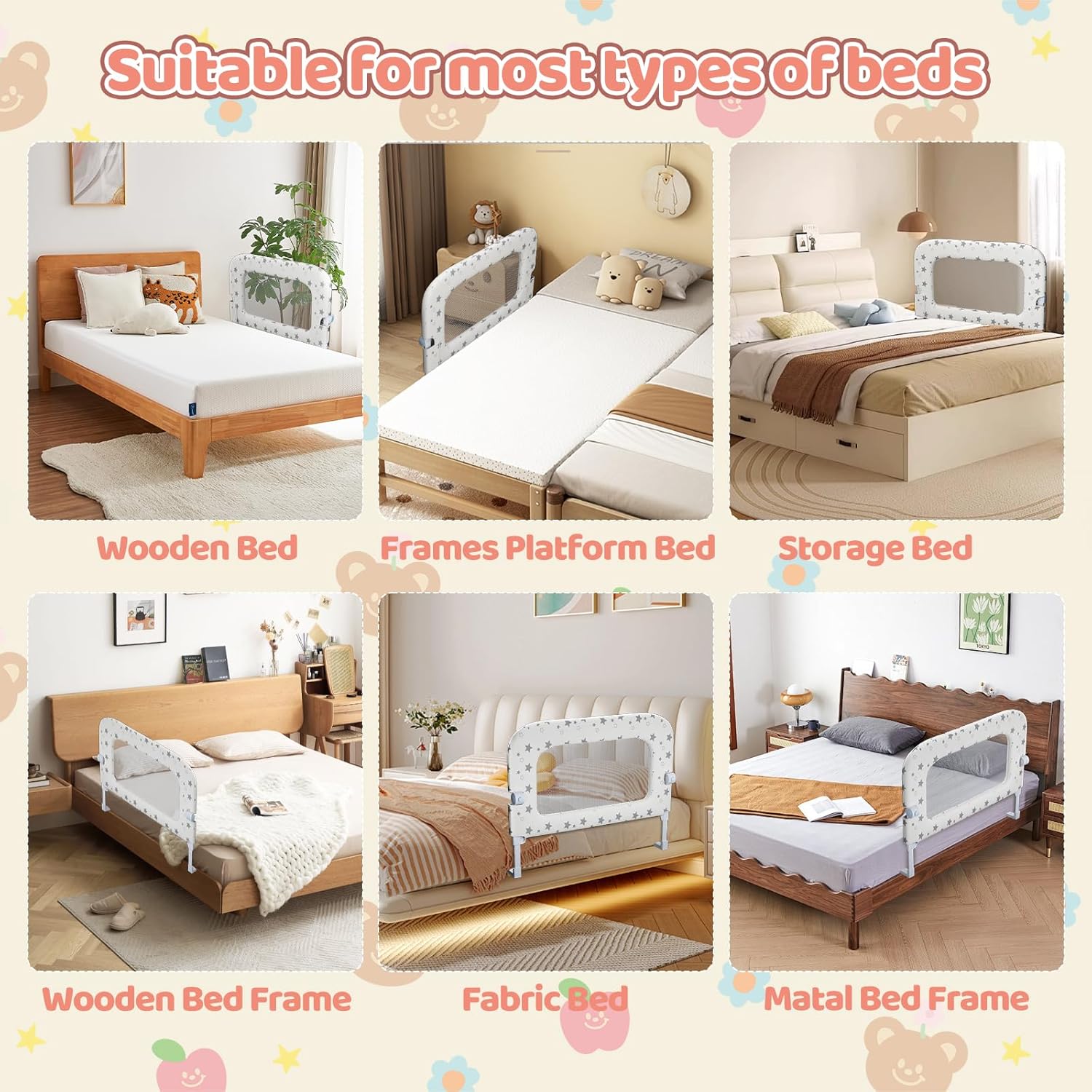 Bed Rail for Toddlers, 32" Foldable Toddler Bed Rails Bed Safety Rail,Height Adjustable Baby Bed Rail Guard for Crib Twin, Full, Queen Bunk Size Bed