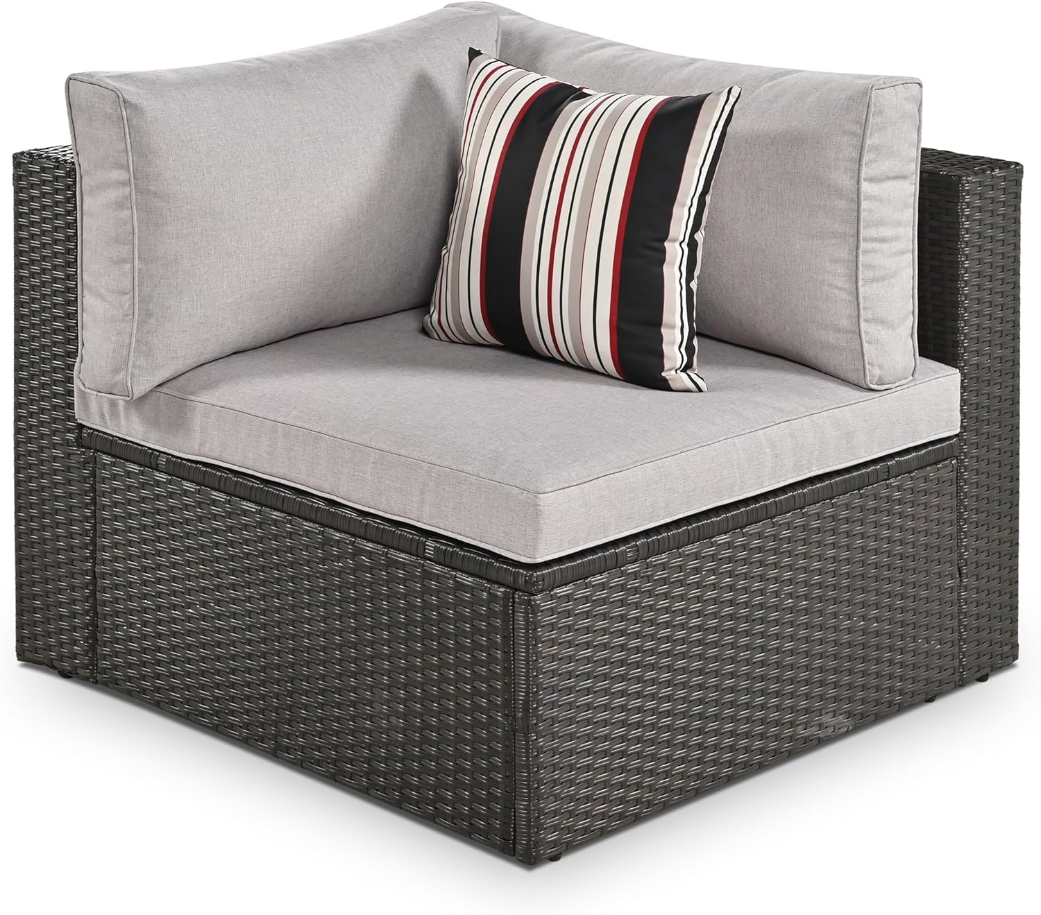 7-Piece Outdoor Patio Half Moon Sofa Set with Colorful Pillows, Rattan Conversation Sofa Set for Garden,Outdoor Wicker Set with Coffrr Table, Brown Wicker