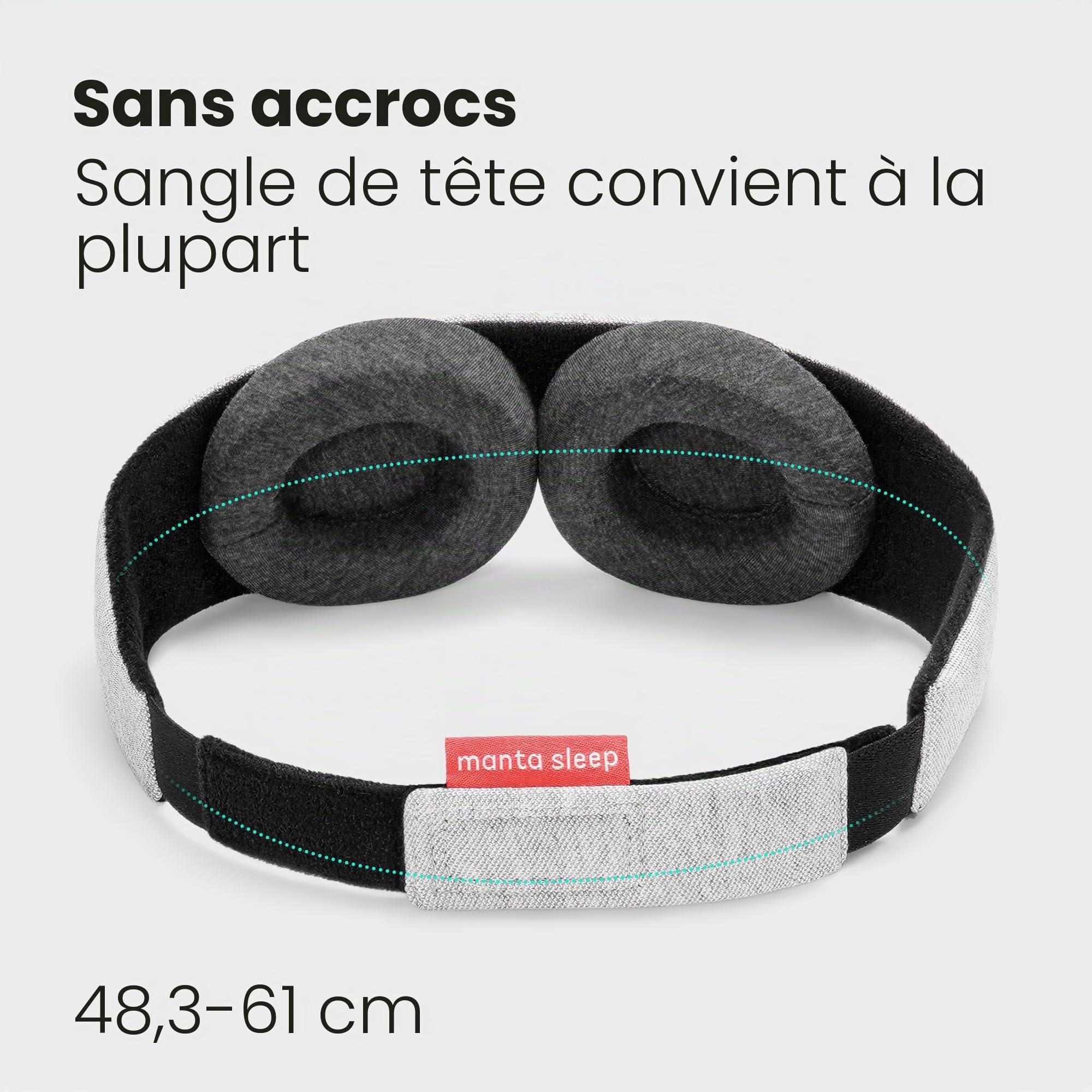 Masque de Sommeil Manta Sleep - Masque pour les Yeux 100% Blackout - Aucune Pression Oculaire - Coupe Ajustable pour les Yeux - Masque de Sommeil pour les Dormeurs Légers et les Voyageurs