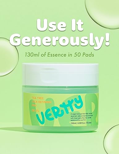 Miniatura 6 de Vertty Tea Tree - Almohadilla de tóner para cica | Almohadilla de tóner exfoliante, hidratante y alivio del enrojecimiento para la cara |