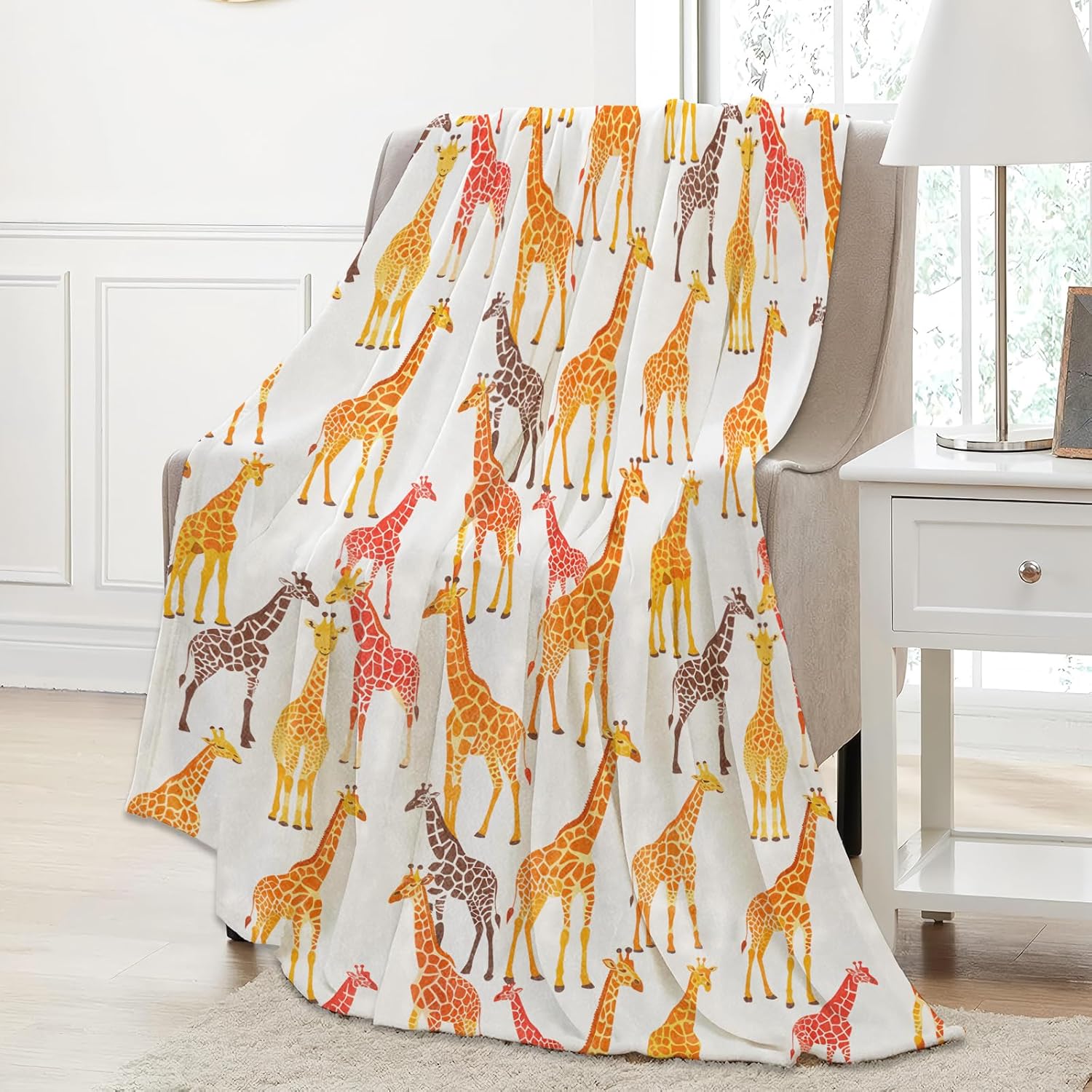 Giraffe Pattern Throw Blanket Gifts for Women, Soft Fuzzy Warm Cozy Flannel Blankets for Bedroom, Travel, Couch, Home Decor 50x60 in - Image 2