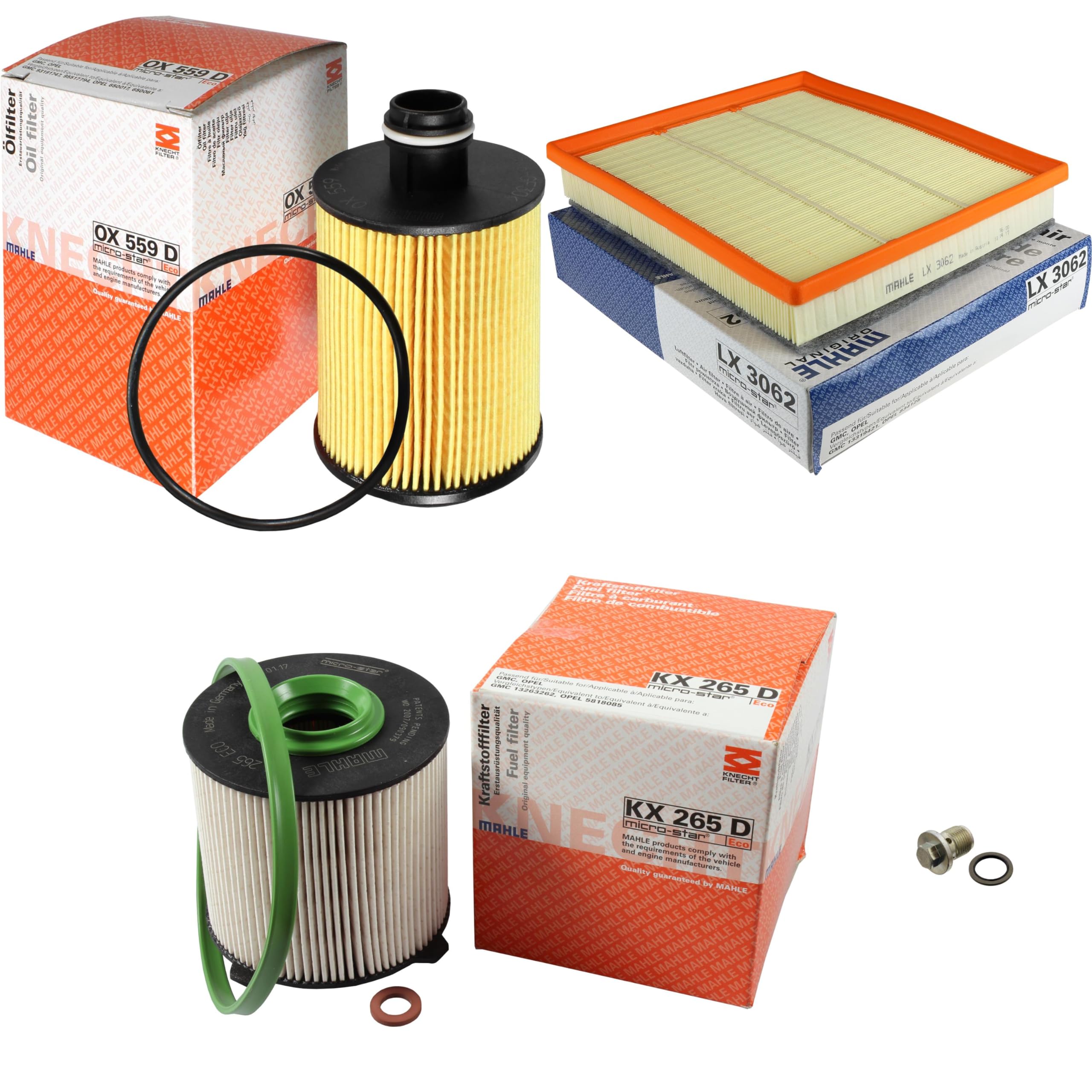 Paquete de inspección Kit de mantenimiento con filtro de aceite OX 559D, filtro de aire LX 3062, filtro de combustible KX 265D, tornillo de cierre