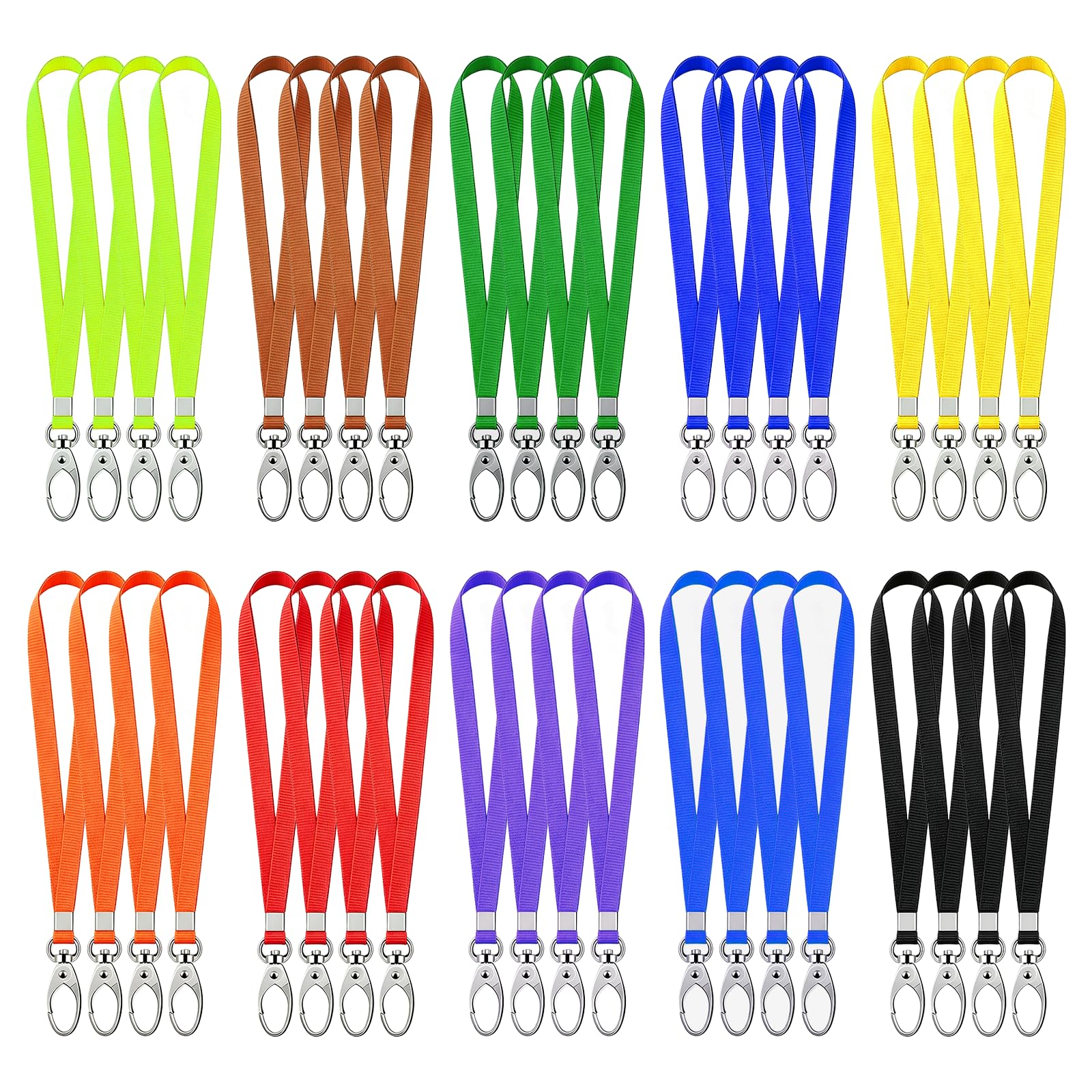 Avvchuy 40 Pcs Neck Lanyard, Nylon Coloured Lanyards for Id Card Badge Holders, Keys, Whistle