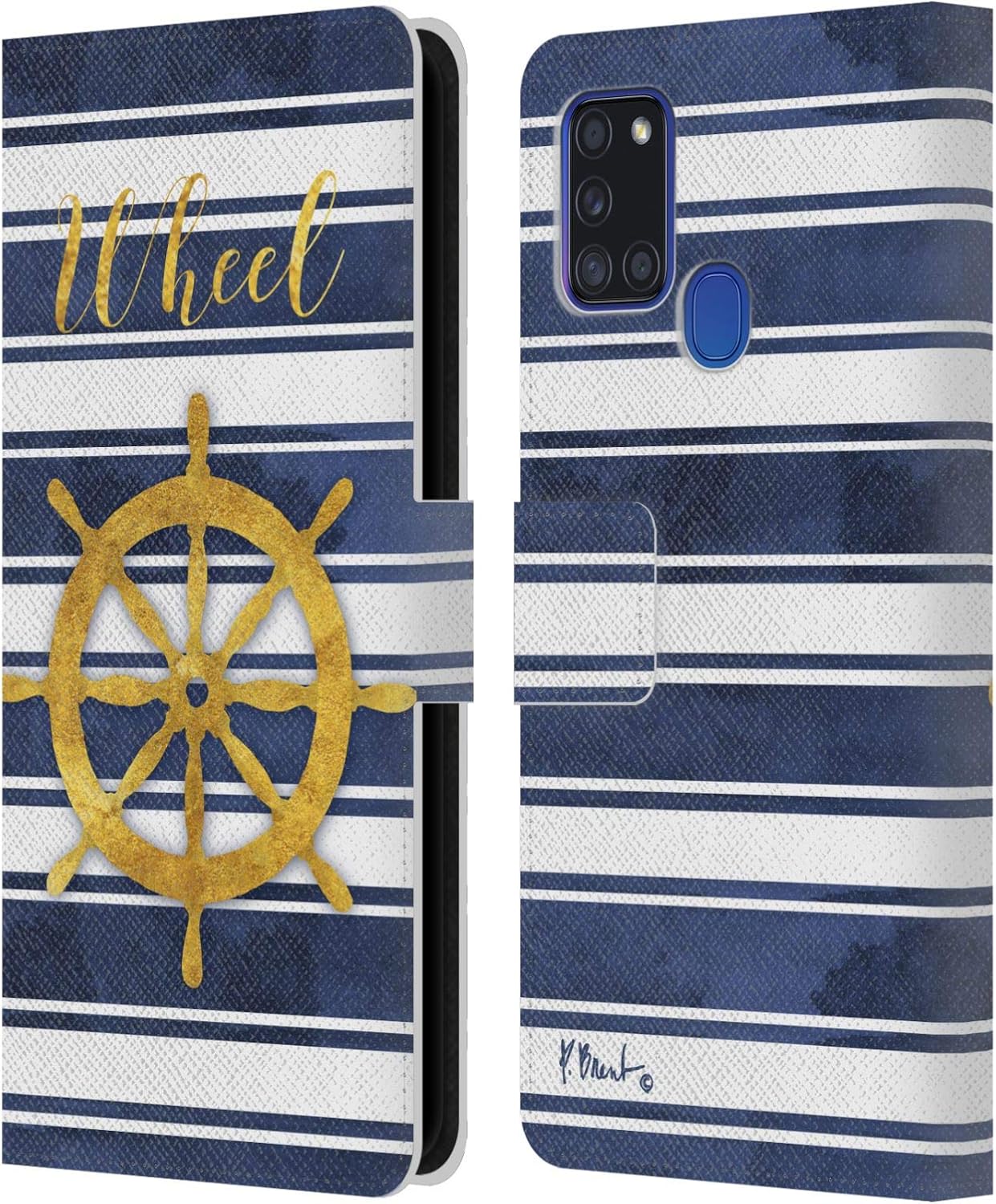 Head Case Designs Officially Licensed Paul Brent Anchor Nautical Leather Wallet Case Compatible with Samsung Galaxy A21s (2020)