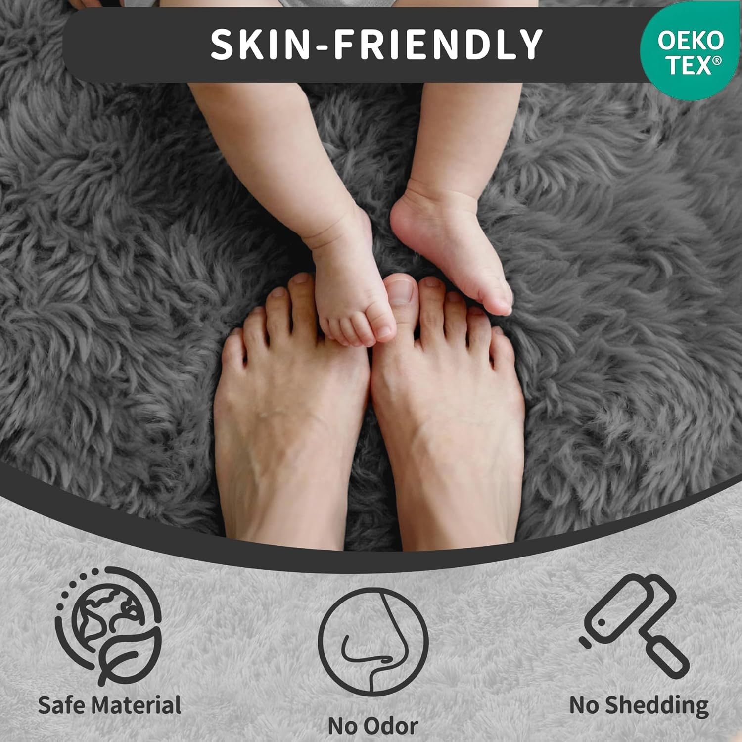 5x7 Area Rug for Living Room: Ultra Soft Fluffy Rug Modern Large Thicked Shag Rug for Bedroom Non Slip Indoor Fuzzy Carpets for Girls Kids Room Nursery Dorm Home Decor Grey - Image 8