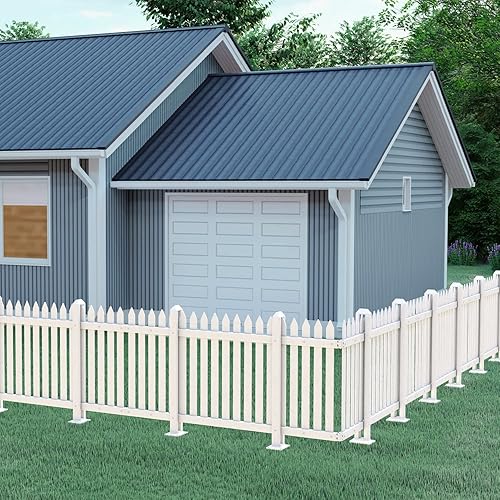 Miniatura 48 de Coarbor 1 juego de valla de vinilo de 84 x 30 pulgadas, valla decorativa de PVC blanco para patio, patio al aire libre, barrera para mascotas, valla