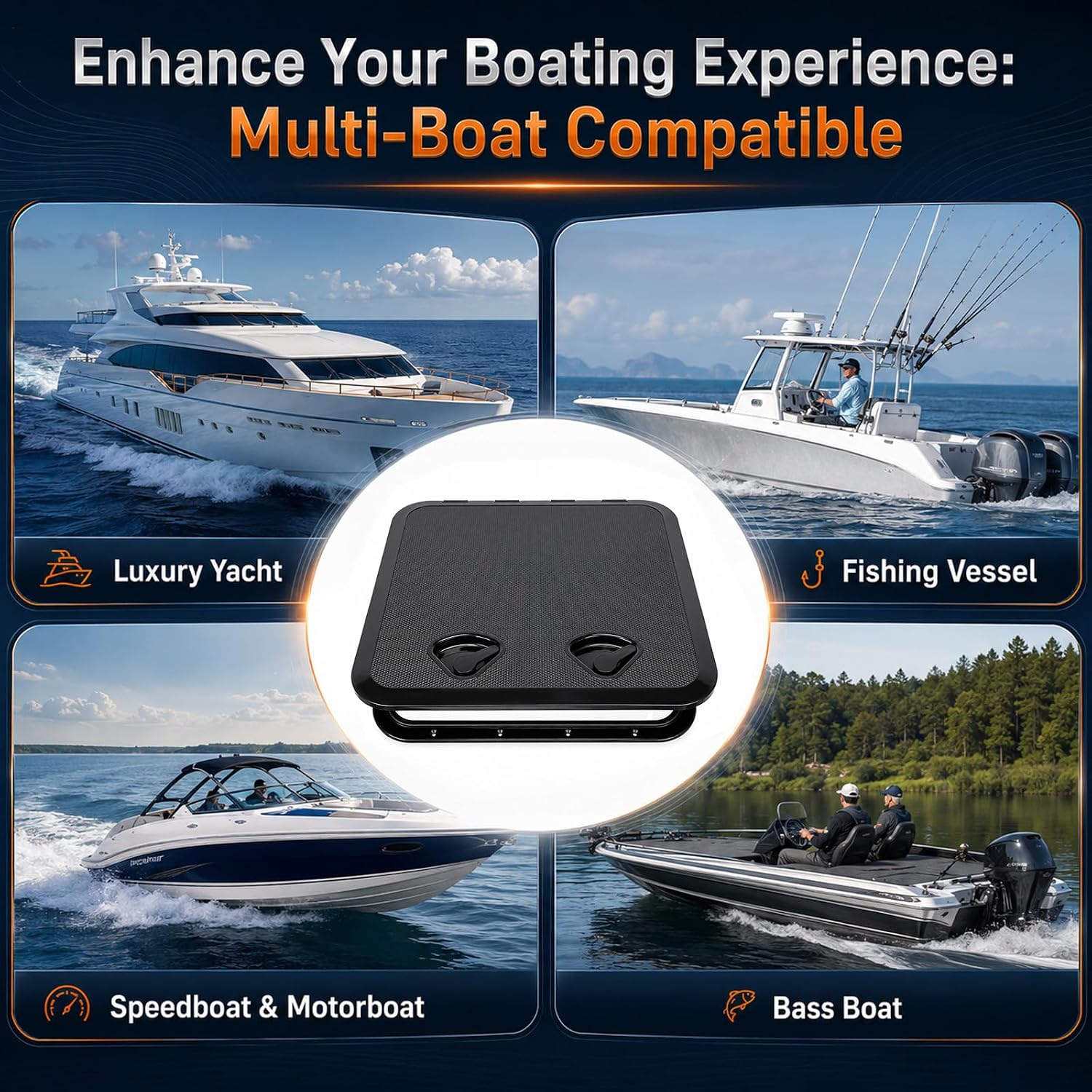 2 Pcs Marine Boat Deck Hatch Boat Access Hatch & Lid, 180 Hinge Strong Recessed Handle for Marine Yacht Rv Truck Vent Accessories, Easy to Install
