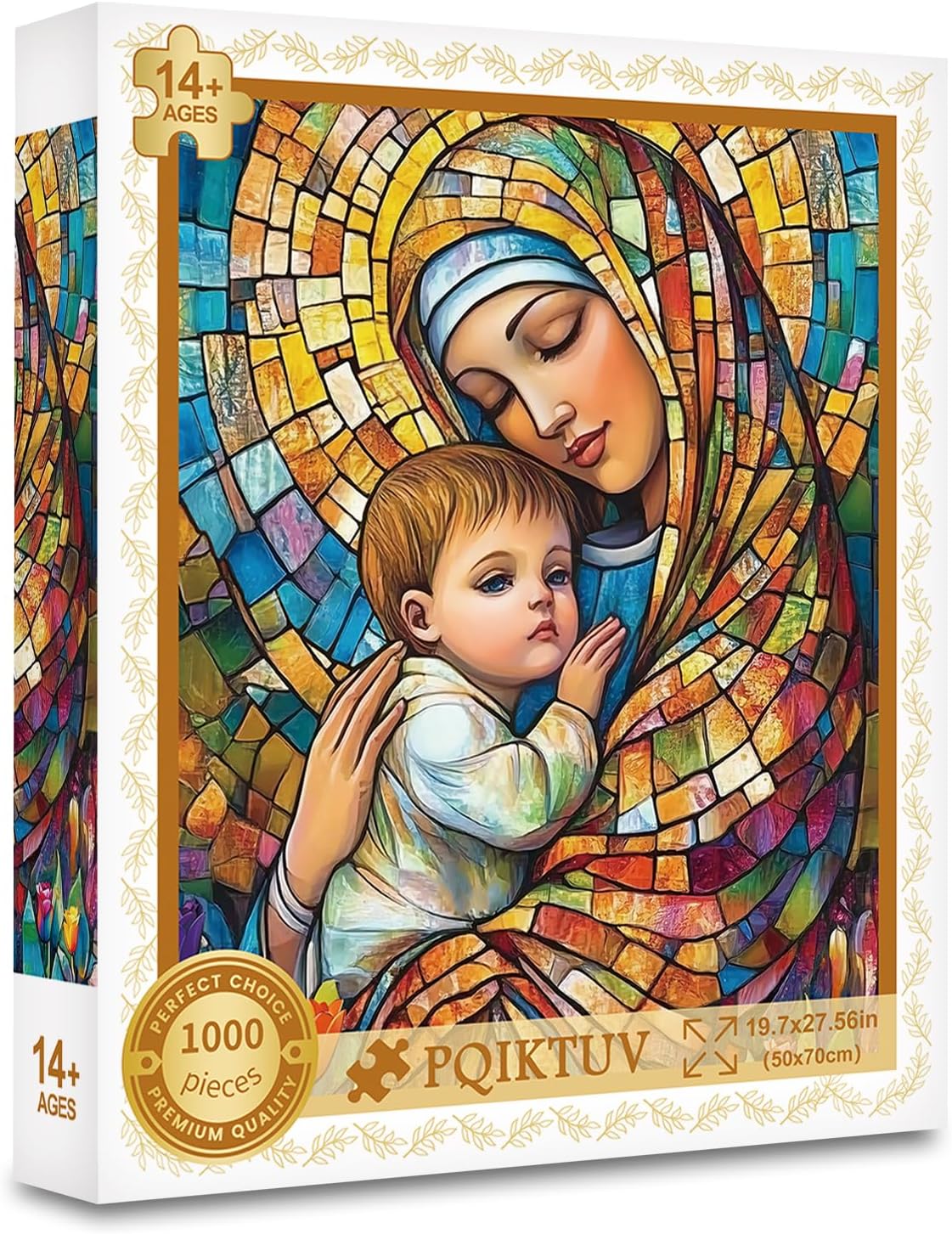 1000 Piece Adult Puzzle, Stained Glass Cat with Sunglasses, Jigsaw Puzzles with Letters on Back Impossible Challenging Puzzle, Family Puzzle Decoration Challenging Puzzles (27.56x19.7 Inch)