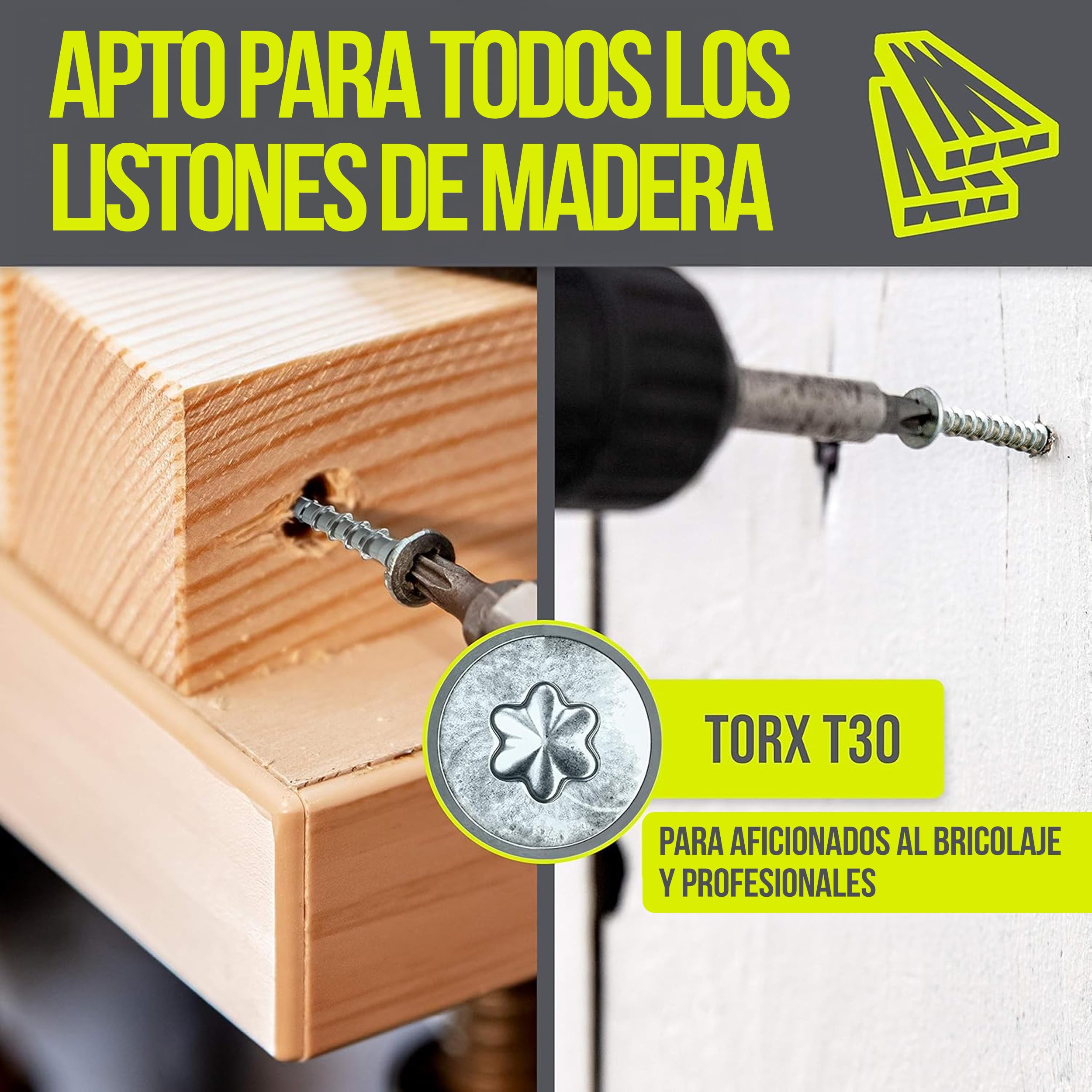 prima Tornillos Para Madera | 6,0x110mm 100 Pcs. T30 | tornillos madera, Tornillos multiuso, Tornillo universal, cabeza Torx, galvanizado azul, acero, costillas de fresado