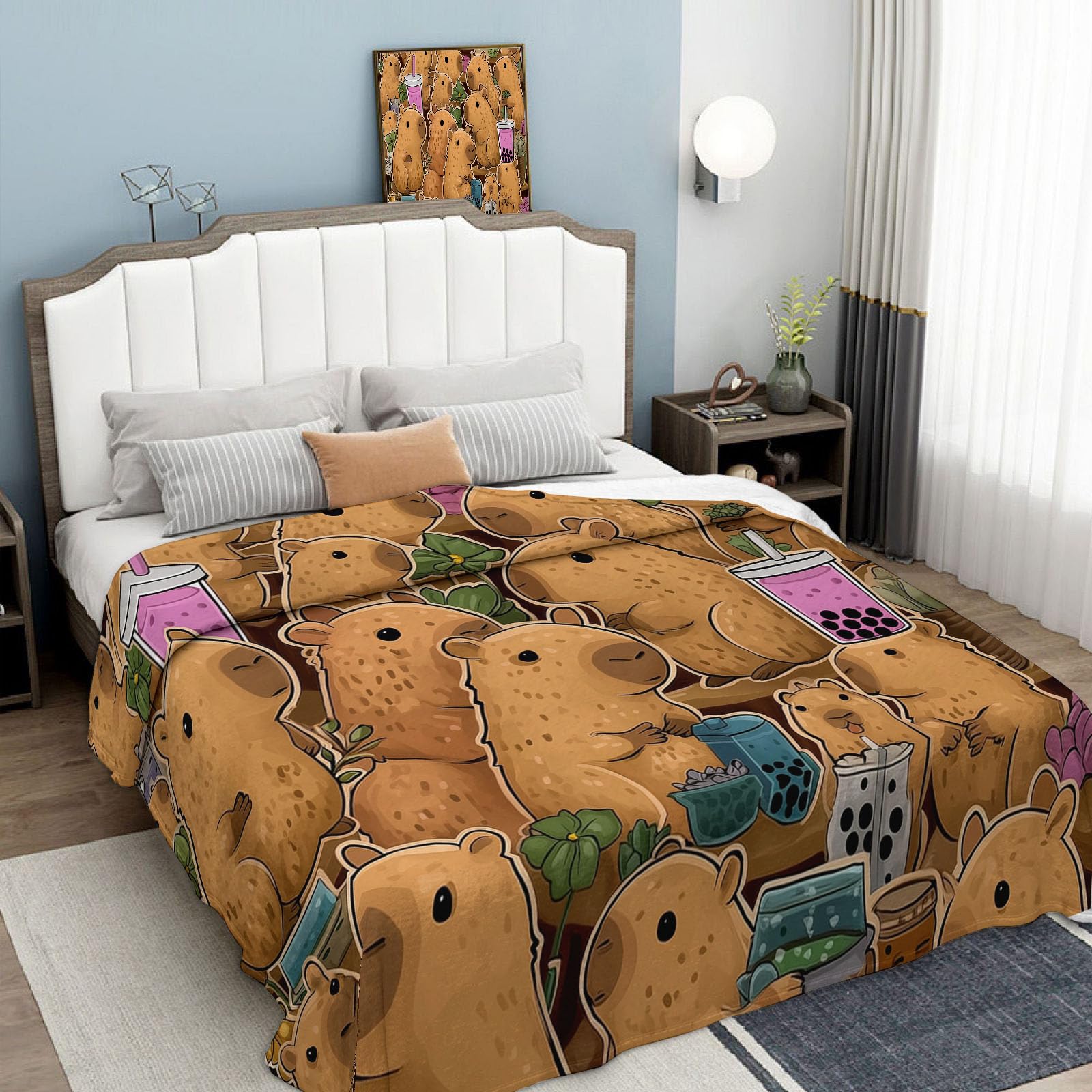 Couverture Capybara flanelle douce 3D pour vos soirées cocooning salon