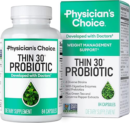 Physician's CHOICE Probióticos para controlar el peso y la hinchazón - 6 cepas probióticas - Prebióticos - ingrediente clave Cayena - Apoya la salud