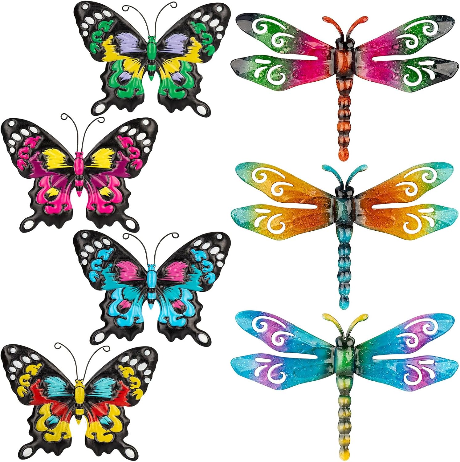 8 Pcs Metal Ladybug Wall Art - Garden Hanging Decorations Outdoor, Yard Bumble Bee Sculpture Ornaments Outside for Fence, Patio, Porch, Home Decor, Gift