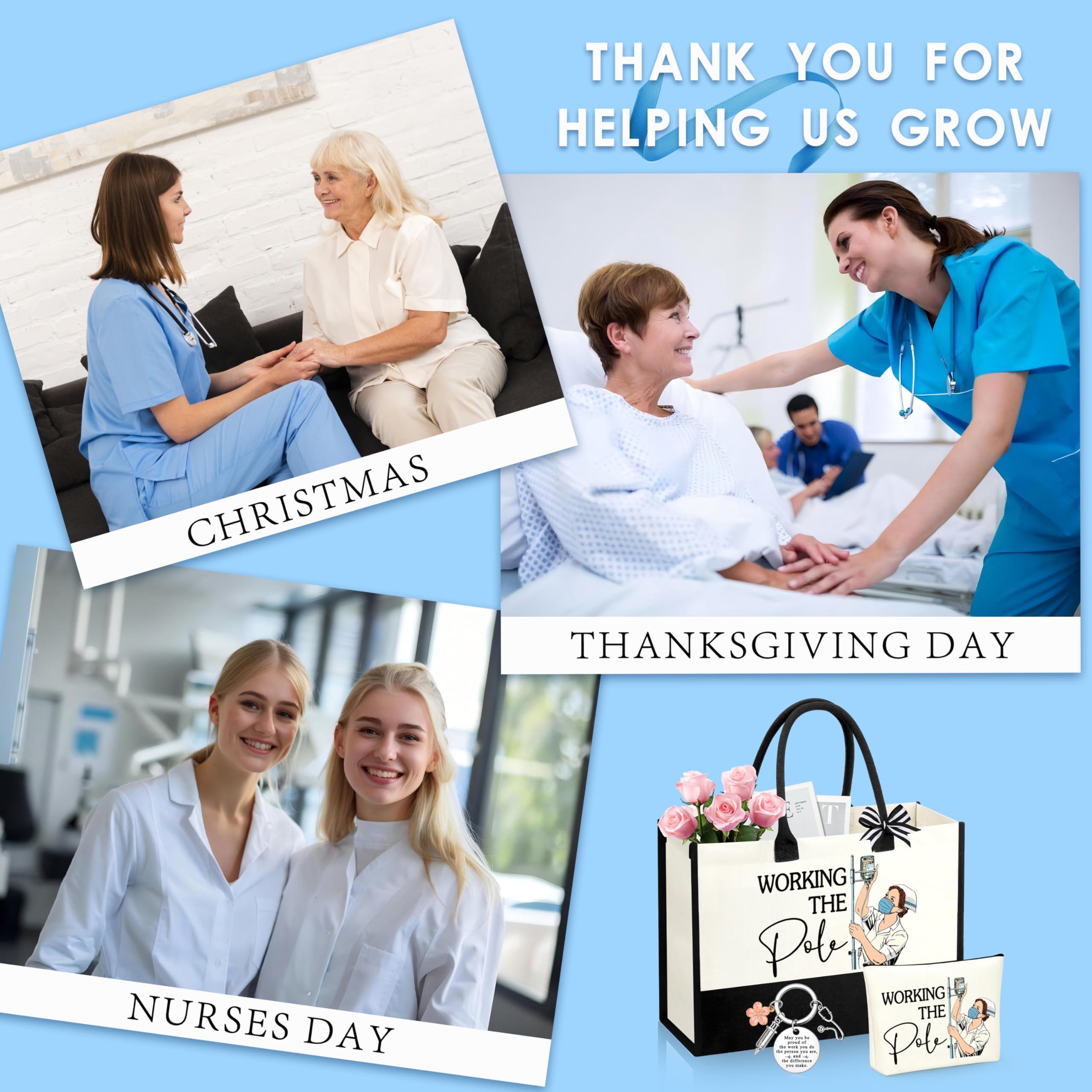 Nurse Gifts Nurses Week Gift Nurse Appreciation Gifts for Women Gift for Nurses Canvas Tote Bag Keychain