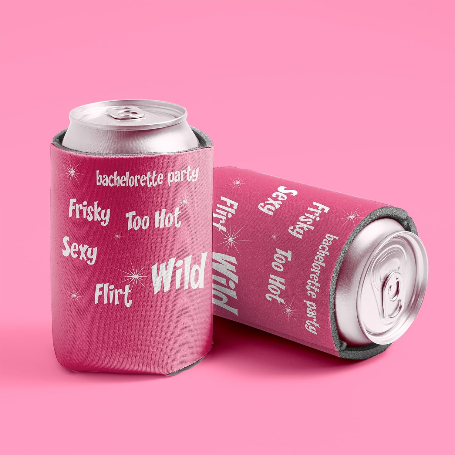 VictoryStore Bachelorette Can Coolers – Funny Pink Drink Sleeves for 12–16 oz Cans & Bottles – Set of 6 Bridal Party Favors – Bachelorette Party Supplies