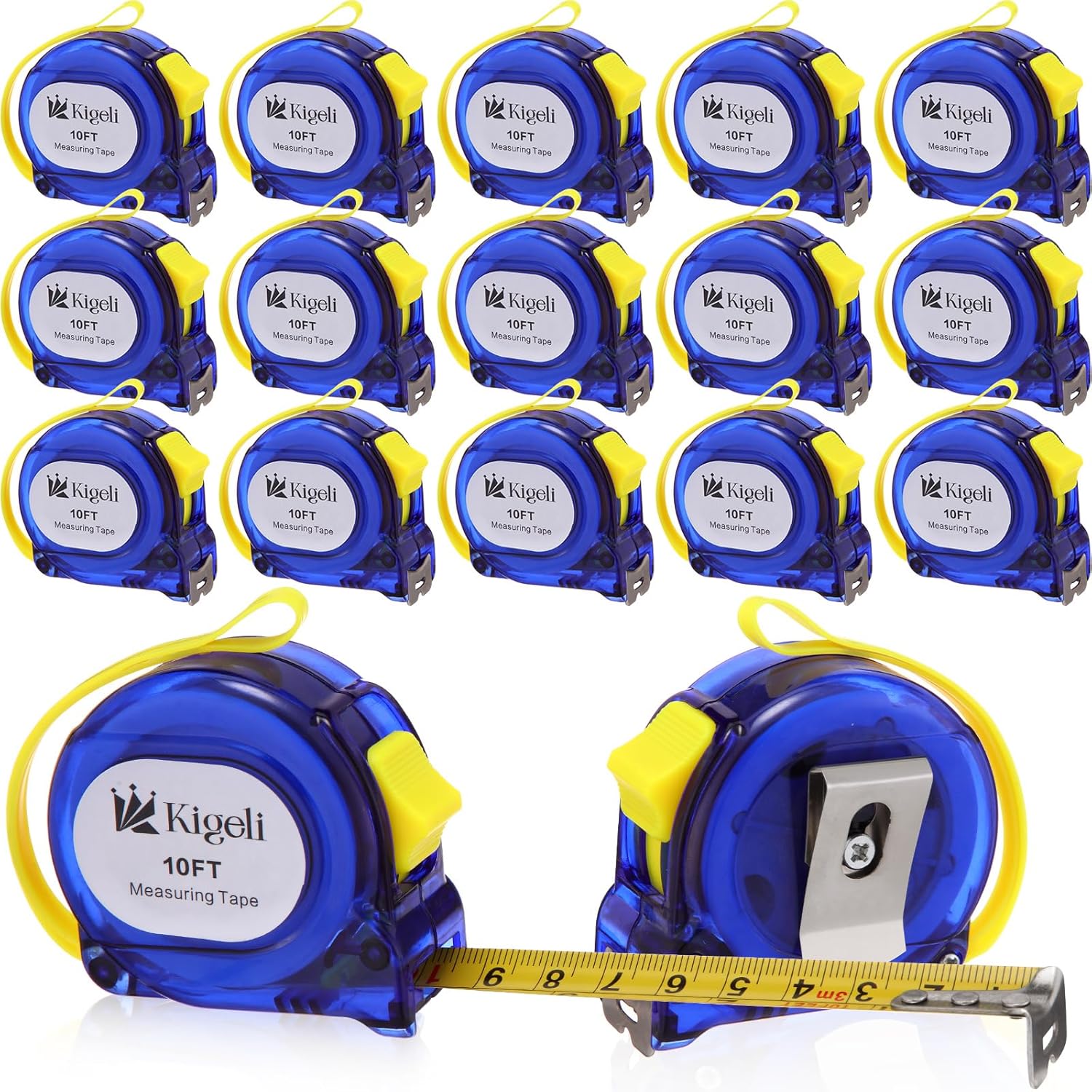 Kigeli 16 Pack 10 ft Small Tape Measure Mini Retractable Measuring Tape Bulk Self Locking Measurement Easy to Read with Fractions, Metric Inches and Imperial Measurement