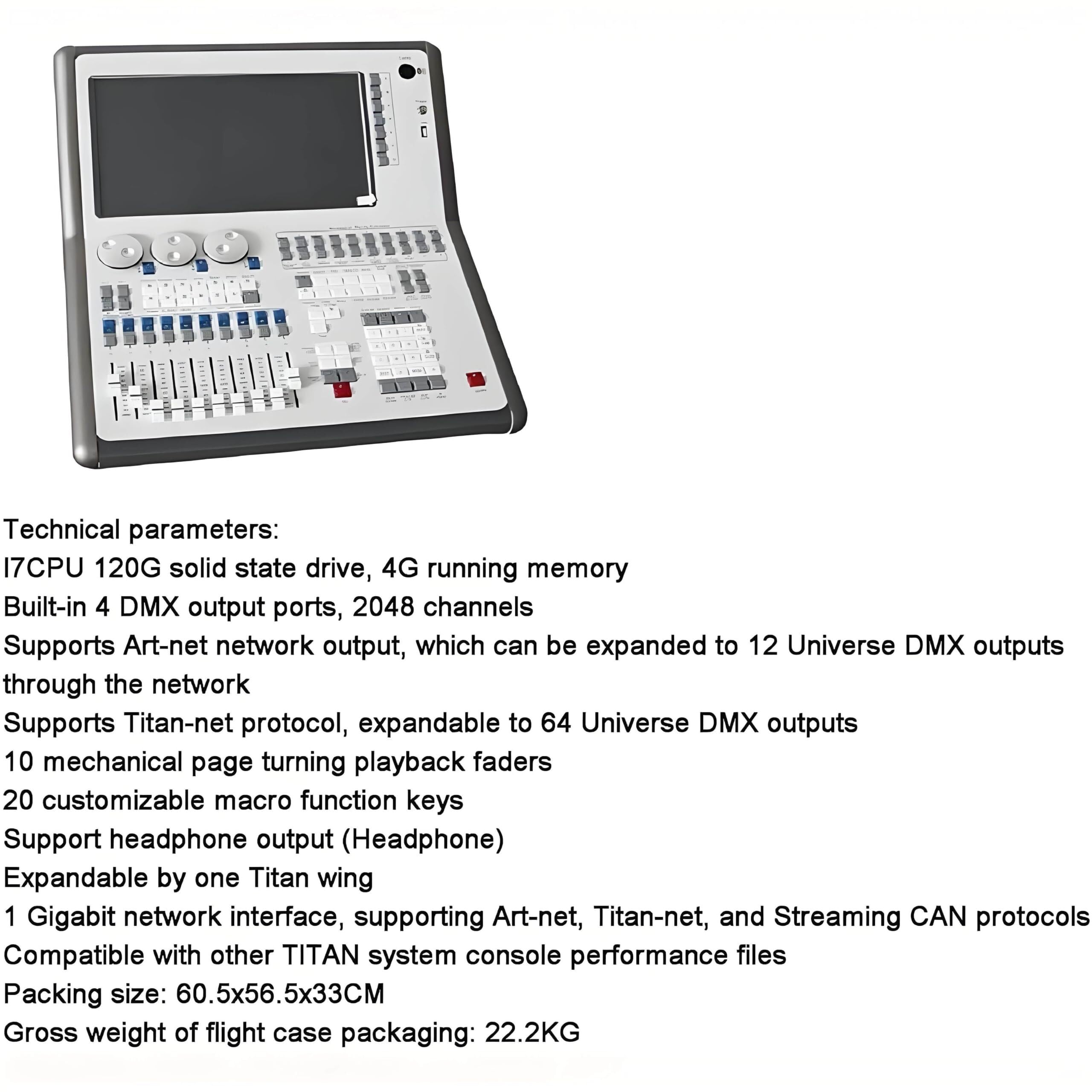 DMX512 Lighting Controller 14,1 Zoll Konsole 2048 Kanäle mit 4 DMX Ausgangsanschlüssen für DJ Lichtsteuerung