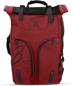 BABA Motoni Laptop Backpack - Limited Edition Waterproof Designer Office and College Backpacks for Women and Men with Multiple Pockets, Fits 17-Inch Laptop, 37 Liters, Red