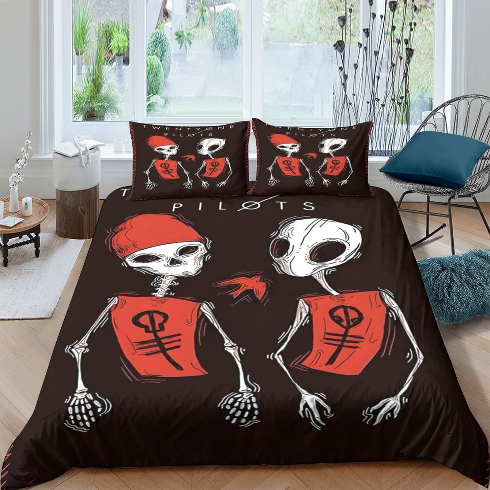 Ctjqhvkz Style-10 3D Printed Skeleton Art Fitted Sheet Microfiber Soft Breathable Gothic Skull Bed Cover For Bedroom Decor Single（135X200cm）