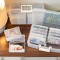 Vista 5 de IRIS USA 4 x 6 pulgadas, fabricado en Estados Unidos, paquete de 2 organizadores de fotos y caja de almacenamiento de imágenes con asa, 12 fundas