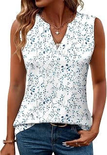 Romanstii Women's Sleeveless V-Neck Tank Tops - Casual Summer Blouses, Soft Stretchy Breathable Tunic Shirts