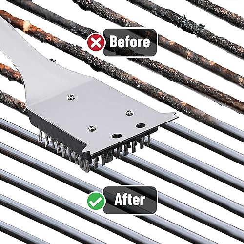 Miniatura 4 de UNCO - Cepillo y raspador de parrilla, 16.7 pulgadas, acero inoxidable, limpiador de parrilla, cepillo de parrilla, cepillo de limpieza de parrilla,