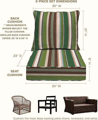 Vista 64 de Honeycomb - Asiento profundo para exteriores, 24 pulgadas de ancho x 23 pulgadas de profundidad, cojín para silla de exterior, color liso henna